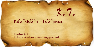 Kádár Tímea névjegykártya